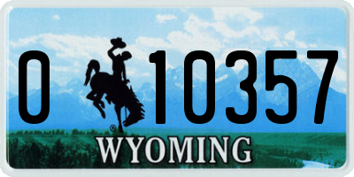 WY license plate 010357