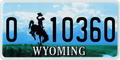 WY license plate 010360