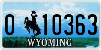 WY license plate 010363