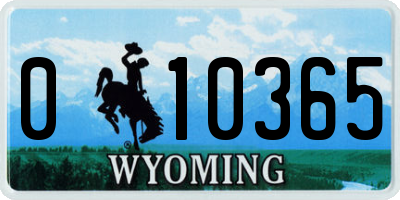 WY license plate 010365