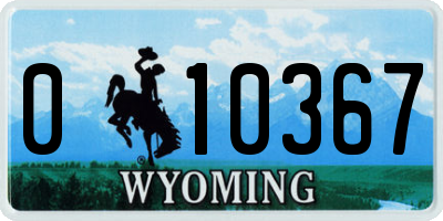 WY license plate 010367