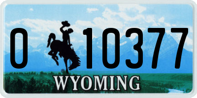 WY license plate 010377