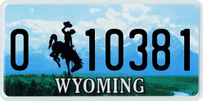 WY license plate 010381