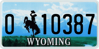 WY license plate 010387