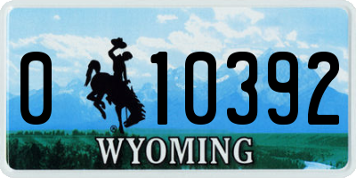 WY license plate 010392