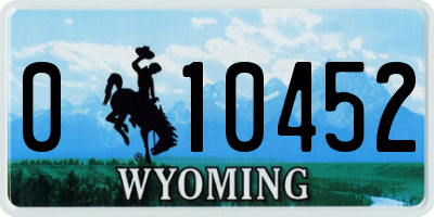 WY license plate 010452