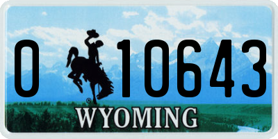 WY license plate 010643