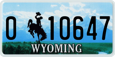 WY license plate 010647