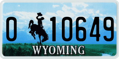 WY license plate 010649