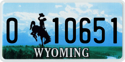 WY license plate 010651