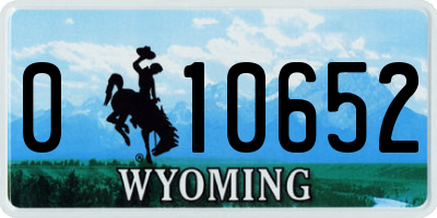 WY license plate 010652