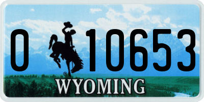 WY license plate 010653