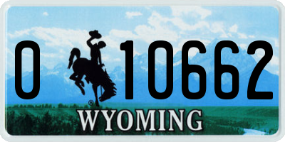 WY license plate 010662