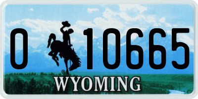 WY license plate 010665