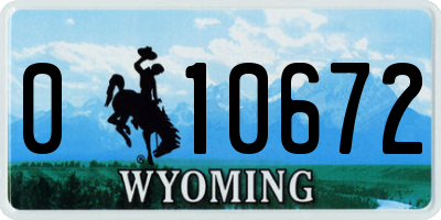 WY license plate 010672