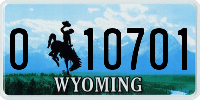 WY license plate 010701