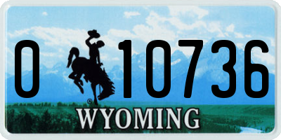 WY license plate 010736