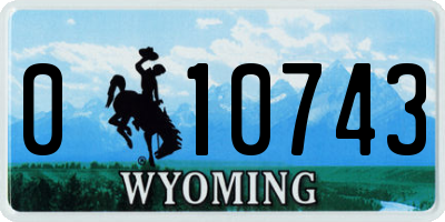 WY license plate 010743