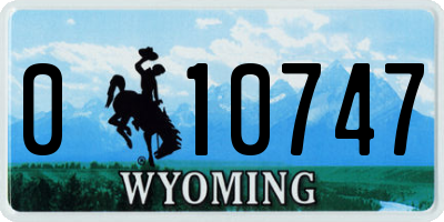 WY license plate 010747
