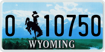 WY license plate 010750