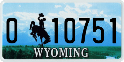 WY license plate 010751