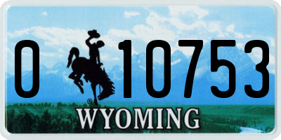 WY license plate 010753