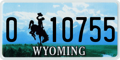 WY license plate 010755