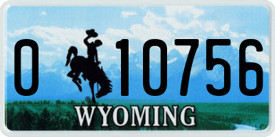 WY license plate 010756