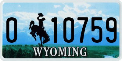 WY license plate 010759