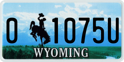 WY license plate 01075U