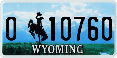 WY license plate 010760