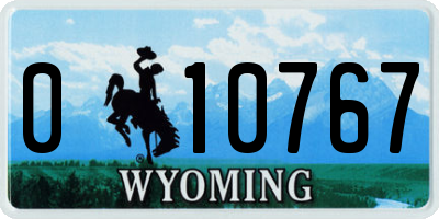 WY license plate 010767