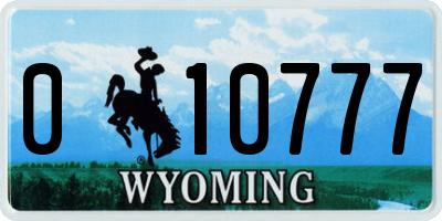 WY license plate 010777