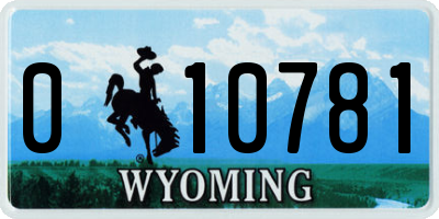 WY license plate 010781