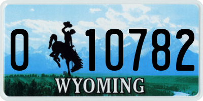 WY license plate 010782