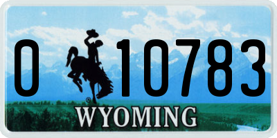 WY license plate 010783