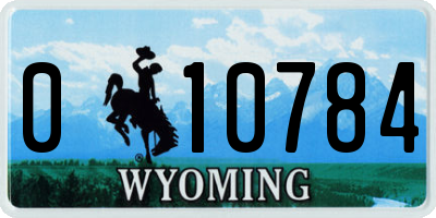 WY license plate 010784