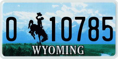 WY license plate 010785