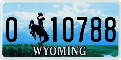 WY license plate 010788