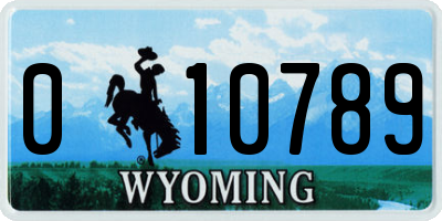 WY license plate 010789