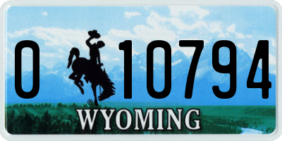 WY license plate 010794