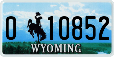 WY license plate 010852