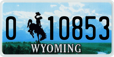 WY license plate 010853