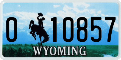 WY license plate 010857