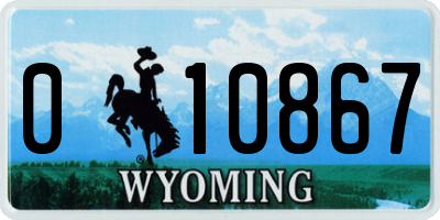 WY license plate 010867