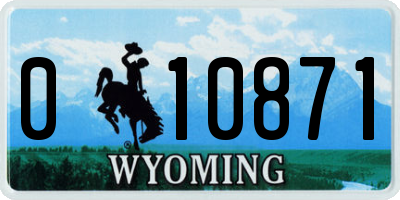 WY license plate 010871