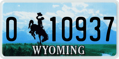 WY license plate 010937