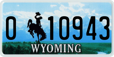 WY license plate 010943