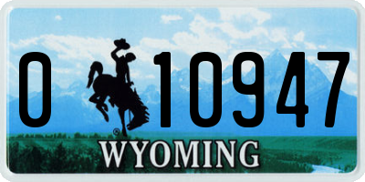 WY license plate 010947