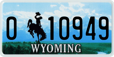 WY license plate 010949